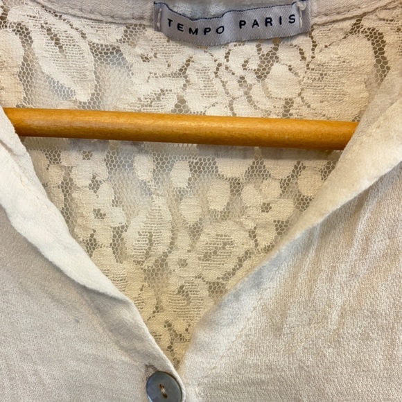 Tempo Paris Cream Button Down Tunic with Notched Collar - Picture 3 of 3